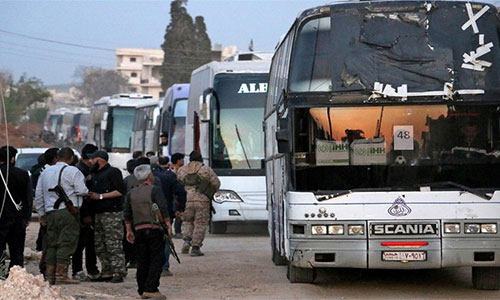 armados abandonan Ghouta Oriental Cerca de 4.000 terroristas y familiares abandonaron Ghouta Oriental